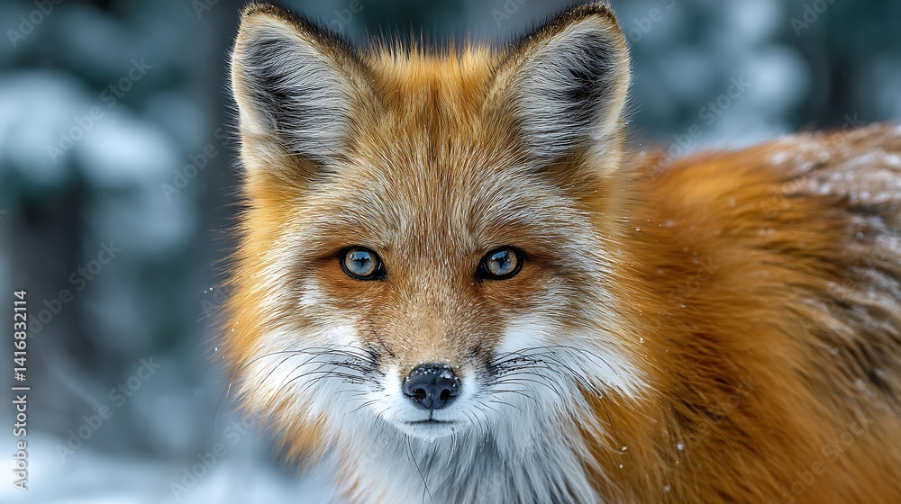 Obraz premium Close-up of a fox in snow