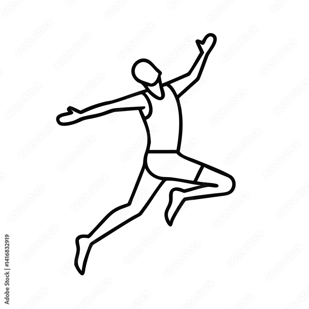Athlete jumping joyfully in a dynamic pose against a white background Athlete jumping joyfully in a dynamic pose against a white background
