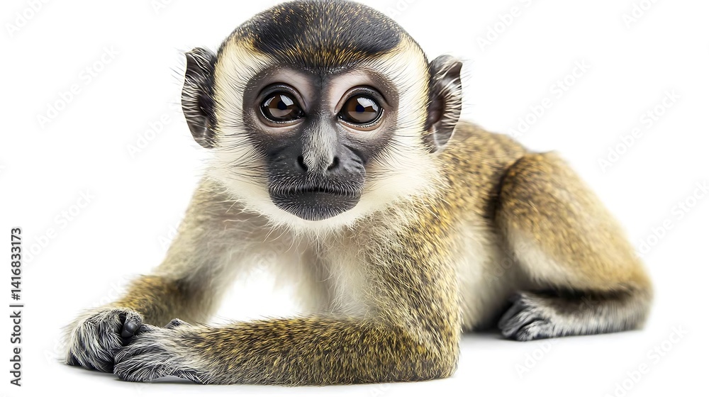 Obraz premium Adorable Monkey Portrait with White Background.