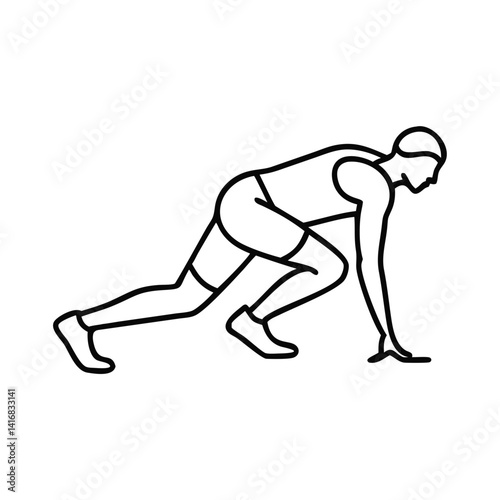 Athlete preparing to sprint in a dynamic running pose  