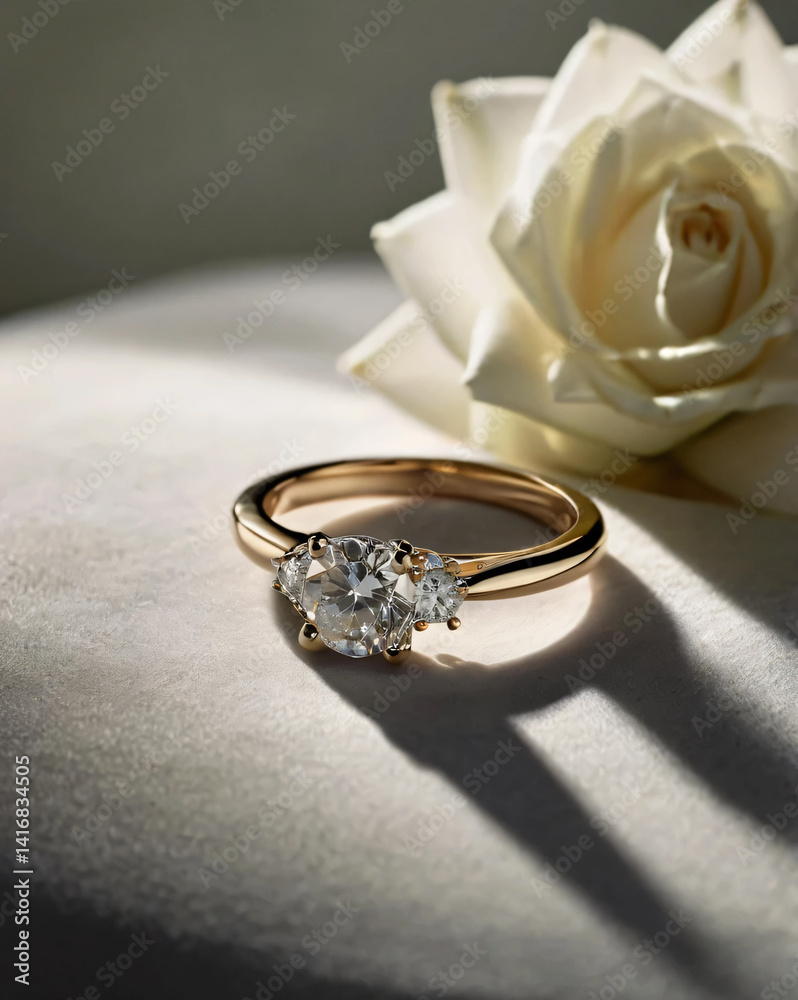 A wedding ring with a sparkling diamond. A wedding ring with a sparkling diamond.