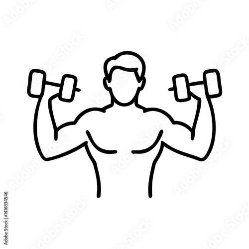 Muscular man lifting weights in a fitness illustration  