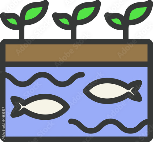 Aquaponics Tank Filled Line Icon