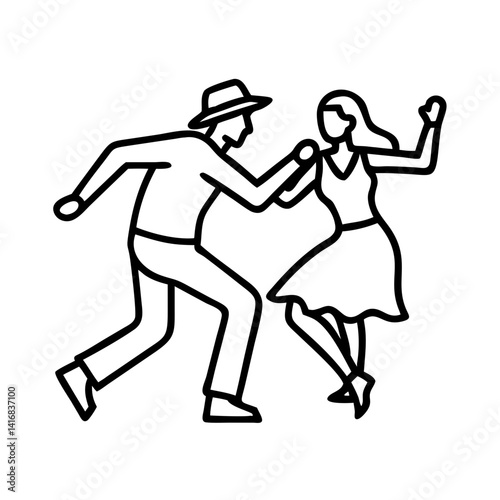 Dance couple expressing joy while dancing on a white background  