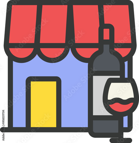 Wine Store Filled Line Icon