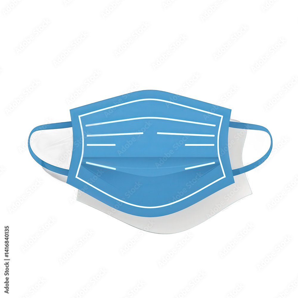 A close-up view of a blue surgical mask, highlighting its layered design and ear loops, suitable for health and safety contexts , isolated on white or transparent png A close-up view of a blue surgical mask, highlighting its layered design and ear loops, suitable for health and safety contexts , isolated on white or transparent png
