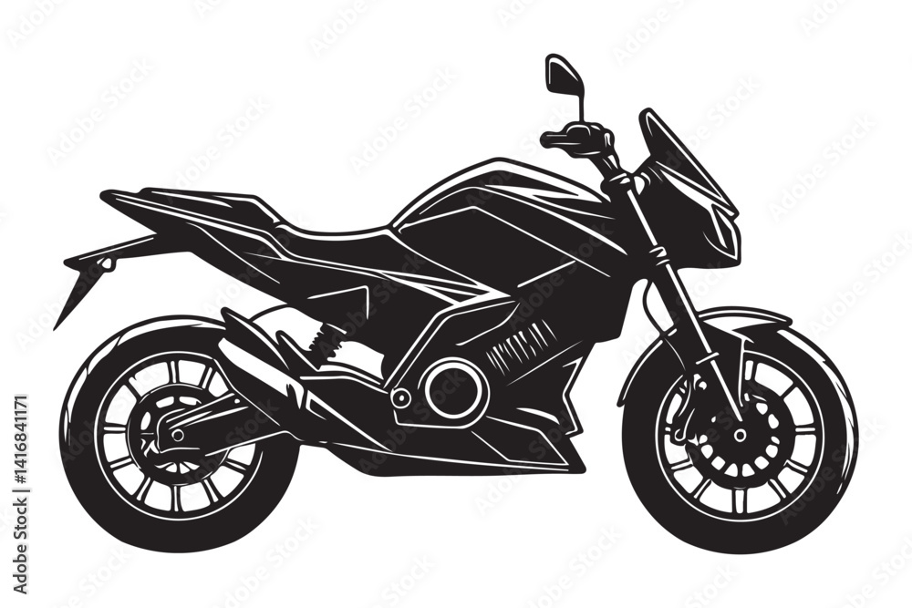 Fototapeta premium Sleek Black Motorcycle Illustration Vector Image for Design Projects