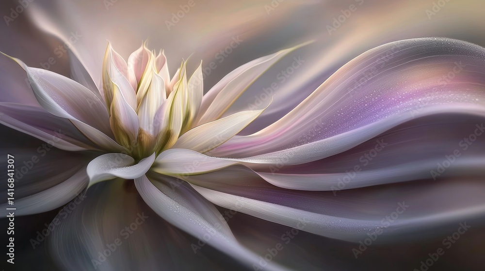 Fototapeta premium Exquisite White Flower with Soft Petals and Gentle Color Swirls