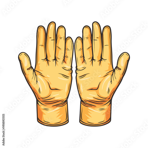 Pair of Yellow Work Gloves Hand Protection Illustration