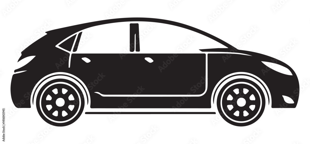 Compact Family Car Silhouette Vector Illustration Transport Solutions Compact Family Car Silhouette Vector Illustration Transport Solutions