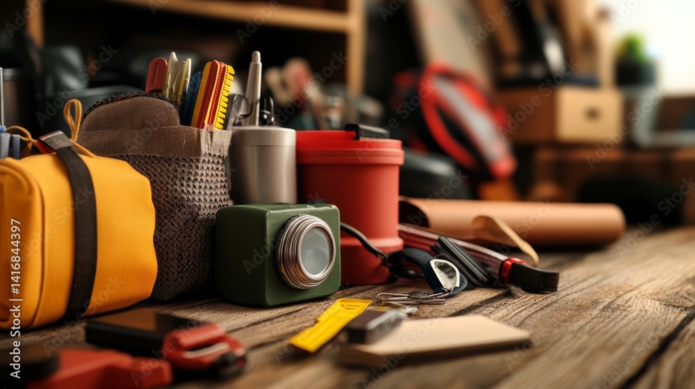 Fototapeta premium Stocking up on emergency kits with necessary supplies