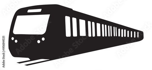Silhouette of modern subway train vector design template