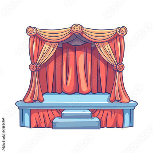 Elegant Stage Design Curtains, Platform, and Drapery Illustration
