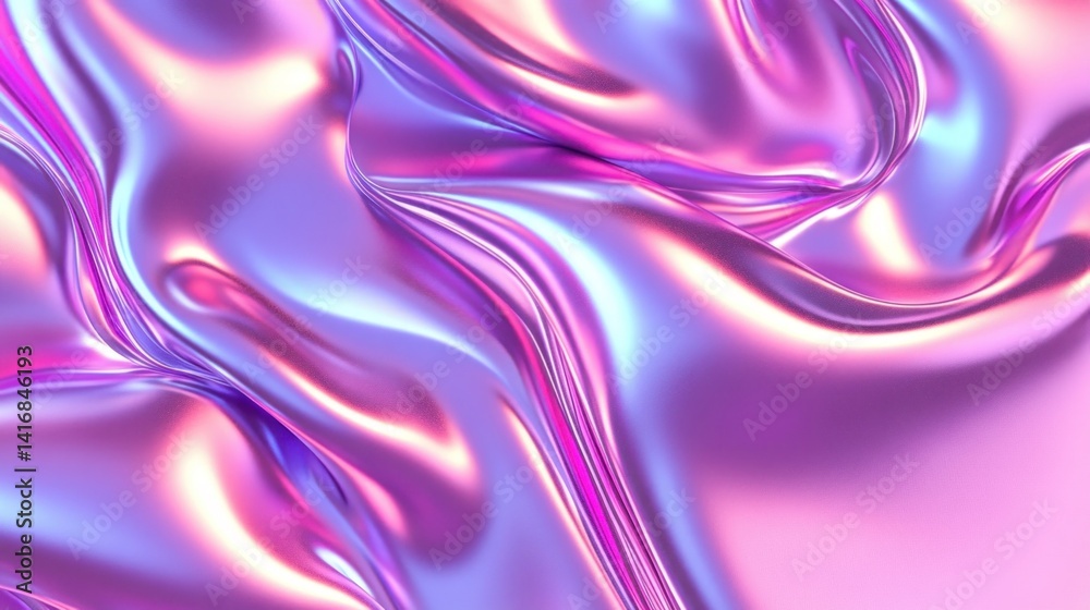 Obraz premium Fluid, iridescent fabric folds in vibrant pinks and purples.