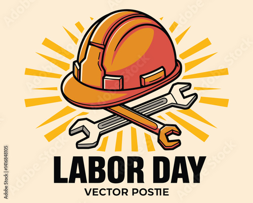 2d vector colorful poster for labor day , work industry equipment , worker , safety .
