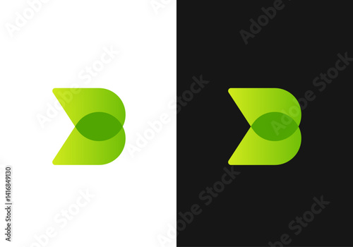 B letter with Leaf modern logo with gradient color