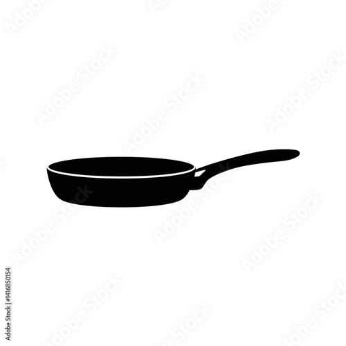 Frying Pan Icon Simple Black Silhouette Illustration for Culinary Designs