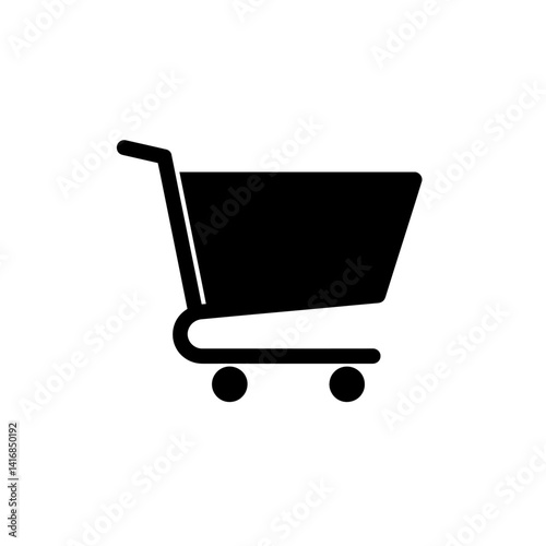 Shopping Cart Icon Simple Black and White Vector Illustration