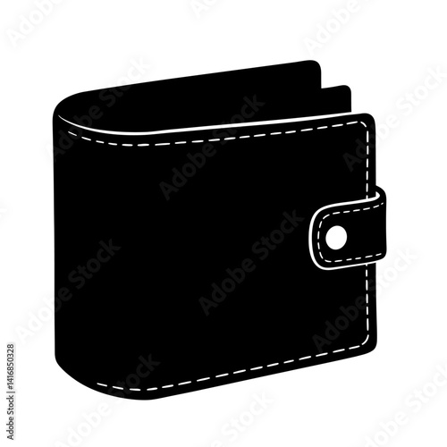 Black Leather Wallet Illustration Simple, Stylish Design