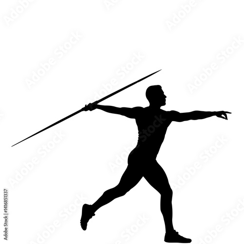 Javelin Thrower Silhouette Athletic Strength and Power