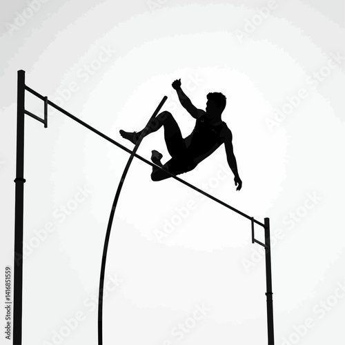 Dynamic Pole Vaulter Silhouette Athletic Action and Strength
