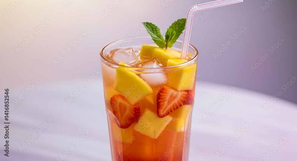 Fototapeta premium glass of lemonade tropical fruit so fresh