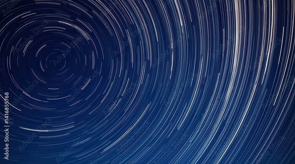 Swirling star trails creating a mesmerizing cosmic pattern. Swirling star trails creating a mesmerizing cosmic pattern.