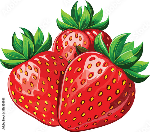 Fresh Juicy Strawberries Closeup with Glossy Texture and Vivid Colors.