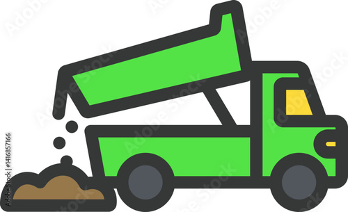 Dump Truck Filled Line Icon