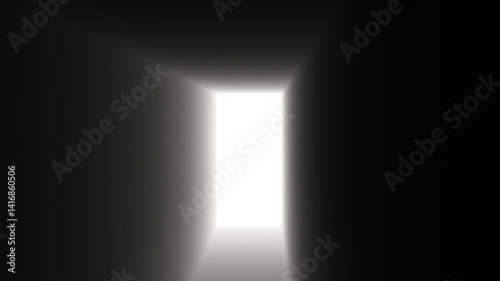 扉が開いて閉じる光のシルエット　モノクロ　アニメーション素材