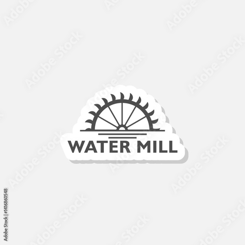 Water mill logo sticker isolated on gray background