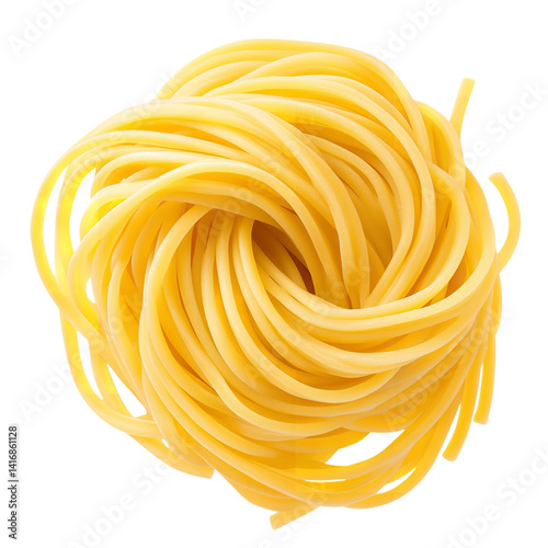 Isolated spaghetti nest uncooked pasta food ingredient italian cuisine gourmet fresh dry closeup 100 character