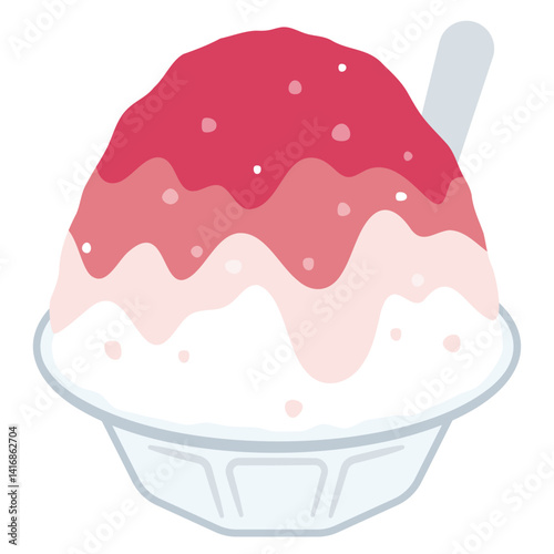 かき氷のイラスト　いちご味