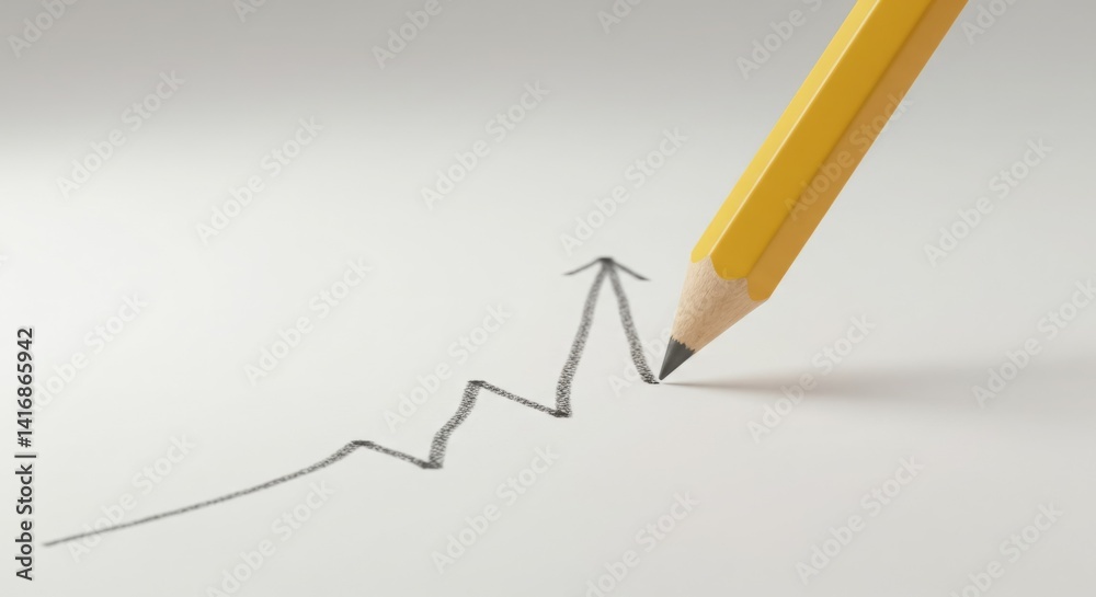 Pencil sketching upward trending graph. Pencil sketching upward trending graph.