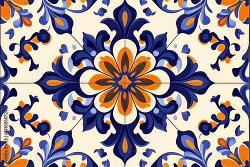 beige, blue and brown classic tiles