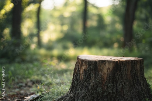 Wallpaper Mural Tranquil forest scene with tree stump in sunlit woodland clearing Torontodigital.ca