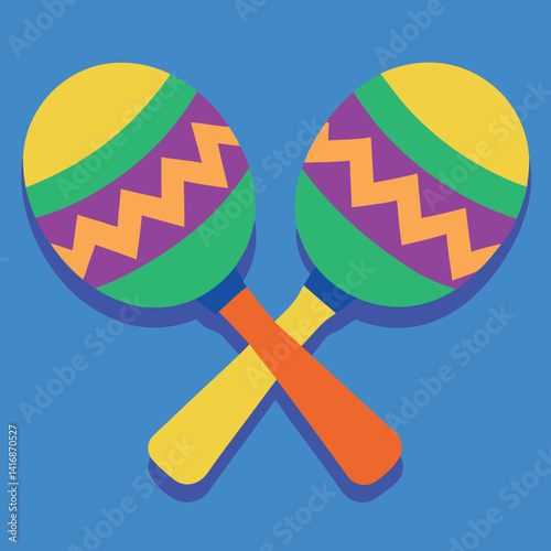 A pair of colorful maracas with zigzag and dot  