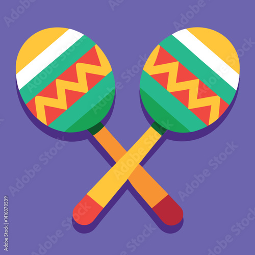 A pair of colorful maracas with zigzag and dot  