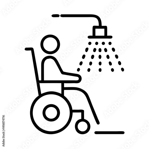Person in wheelchair using shower  
