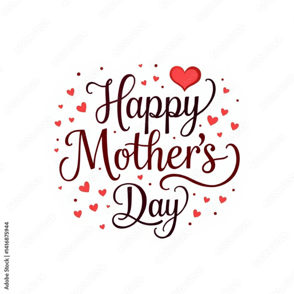 Vector illustration. Happy Mother's Day wishes with heart. Mother day calligraphy, elegant best quotes for banners or greeting card on white background Vector illustration. Happy Mother's Day wishes with heart. Mother day calligraphy, elegant best quotes for banners or greeting card on white background