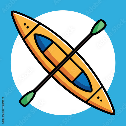 Kayak icon illustration whit solid colour outline 