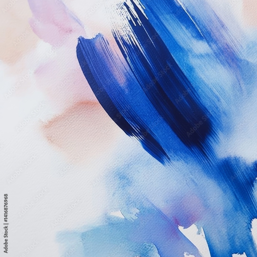 Abstract Watercolor Strokes: A Blend of Blues and Pinks on Textured Canvas for Creative Backgrounds