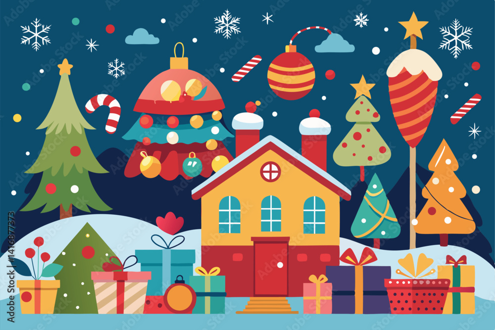 Obraz premium Merry Christmas Background Drawing 