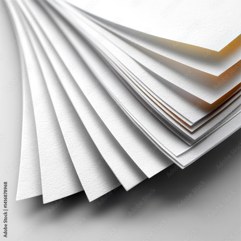 Elegant White Paper Sheets: An Abstract Composition Highlighting Texture and Simplicity
