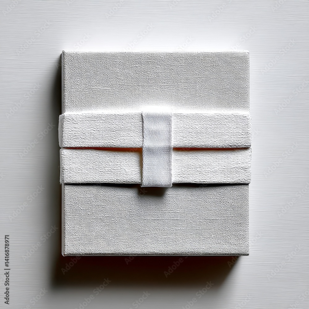 Elegant White Gift Box with Textured Ribbon - A Clean and Minimalist Presentation