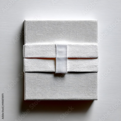 Obraz na płótnie Elegant White Gift Box with Textured Ribbon - A Clean and Minimalist Presentation w salonie