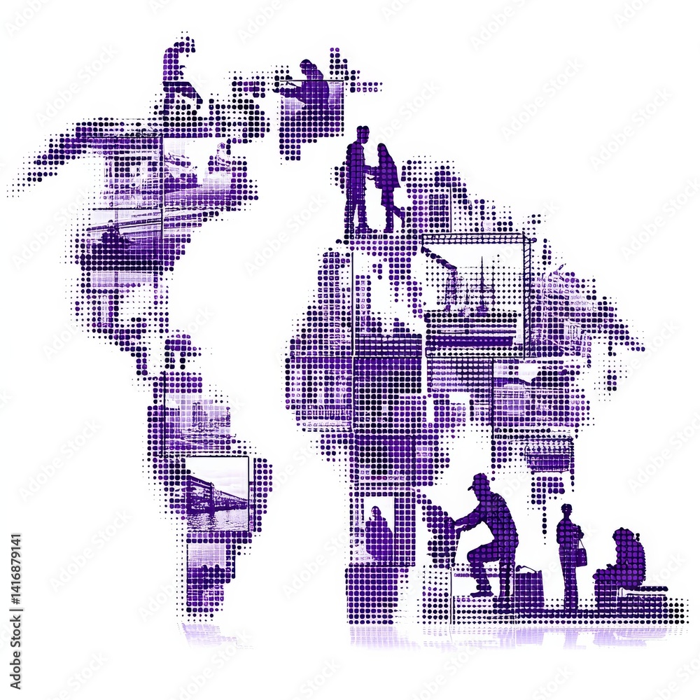 Global Network of Daily Life: A Mosaic of Human Activity in a Connected World Visualized in Dots