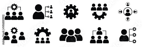 Manager icon set. Containing leadership, supervision, hiring, coaching, management, development,of vector illustration