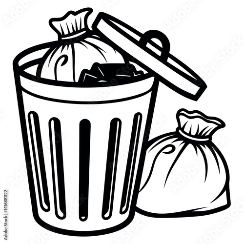 Stack of garbage icon silhouette vector with white background.