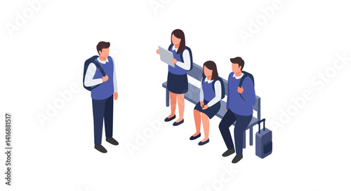 Group of business people in professional attire working together in flat design style vector illustration